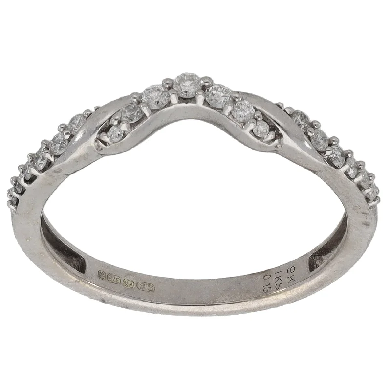 ladies engagement rings trendy 2025 -9ct White Gold 0.15ct Diamond Half Eternity Ring Size L