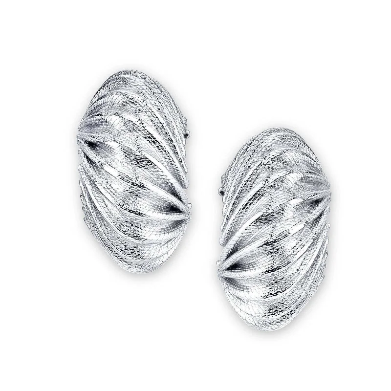 ladies earrings for birthday gift -2028 Jewelry Silver Classic Corrugated Post Earrings