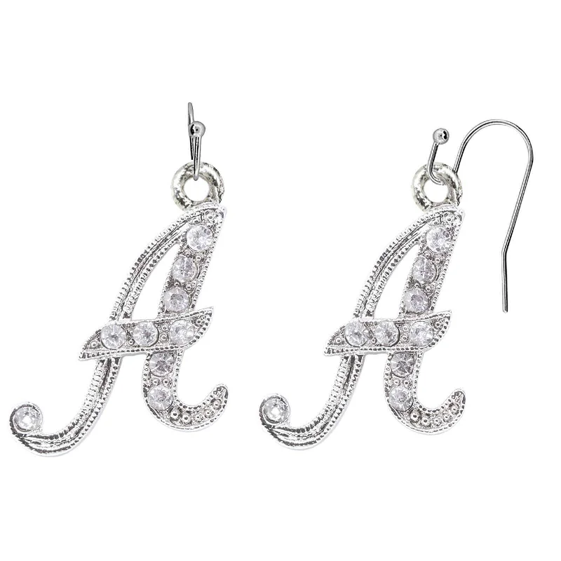 ladies earrings for bold fashion -1928 Jewelry Clear Crystal Accent Initial Wire Earrings