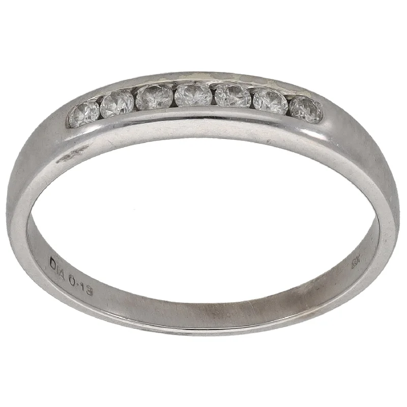 ladies engagement rings high end brand -9ct White Gold 0.13ct Diamond Half Eternity Ring Size K