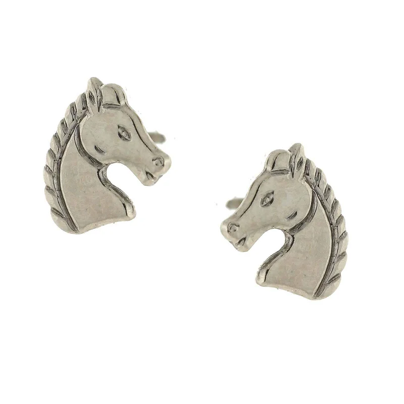 ladies earrings with onyx black -1928 Jewelry Silver Fjord Horse Stud Earrings