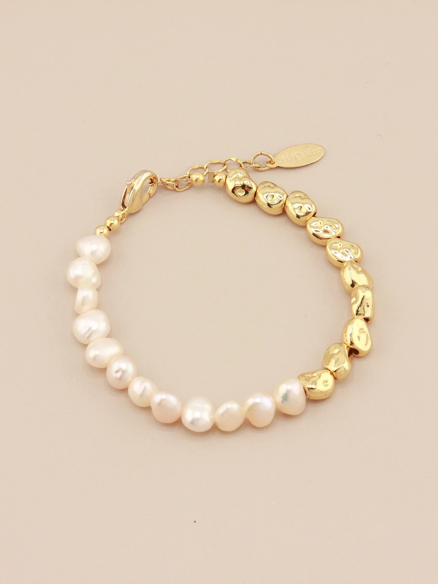 bracelets minimalist chic -Baroque Half Gold & Pearl Bracelet