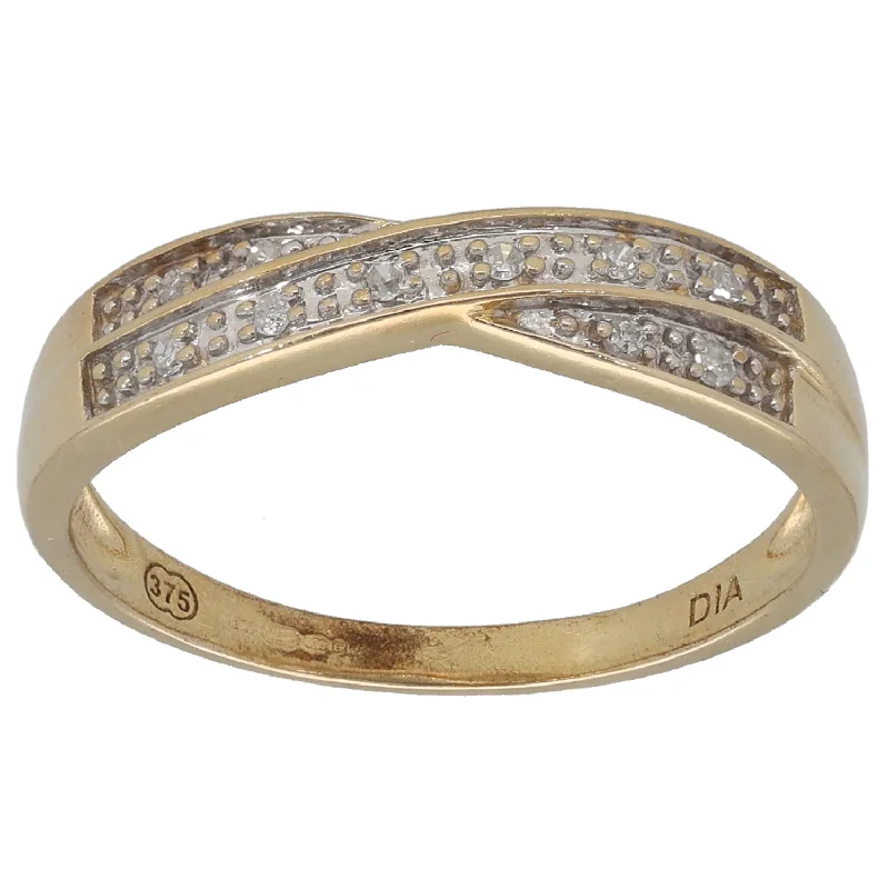 ladies engagement rings unique taste -9ct Gold 0.05ct Diamond Dress/Cocktail Ring Size O