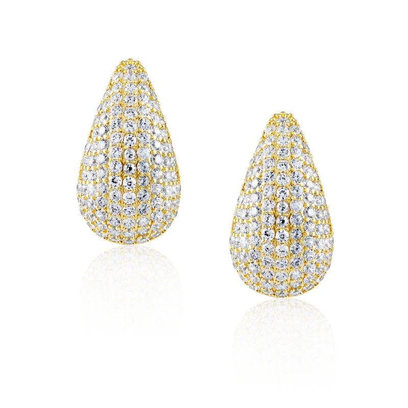 ladies earrings trendy minimalist -Celine CZ Raindrop Earring