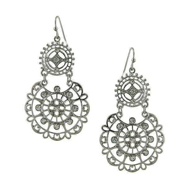 ladies earrings for prom night -2028 Jewelry Tibetan Inspired Filigree Crystal Drop Earrings