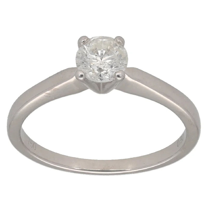 ladies engagement rings romantic gesture -18ct White Gold 0.50ct Diamond Solitaire Ring Size K