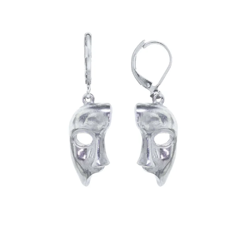 ladies earrings with arrow design -1928 Jewelry Silver Masquerade Mask Drop Earrings