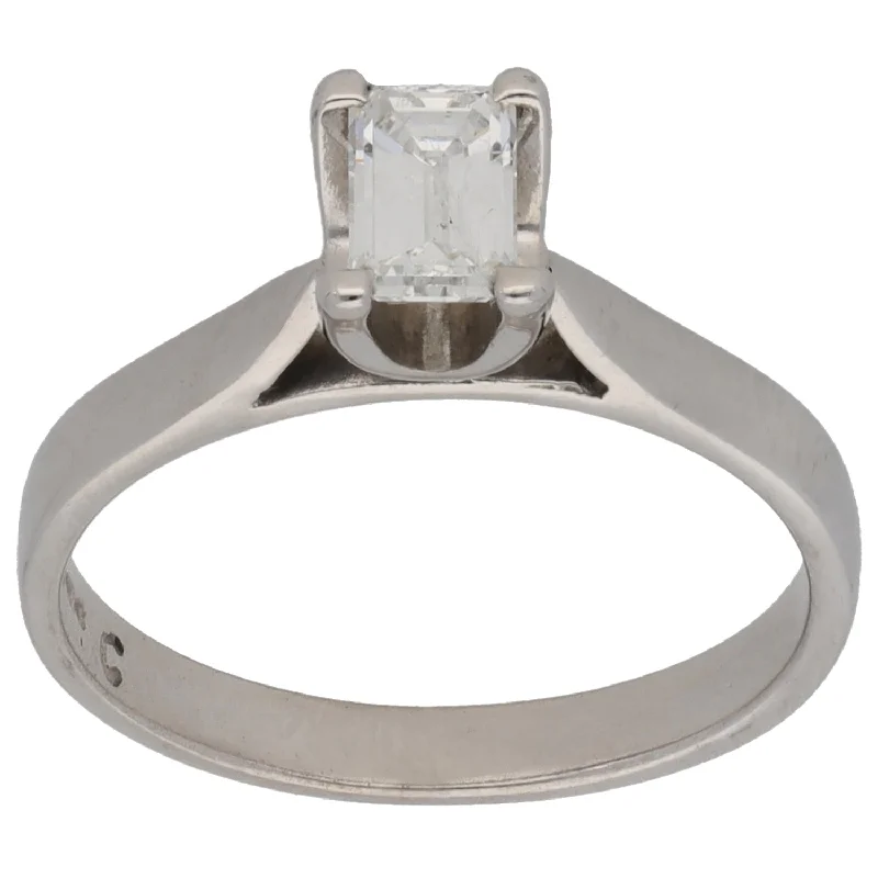 ladies engagement rings high quality craft -18ct White Gold 0.50ct Diamond Solitaire Ring Size L