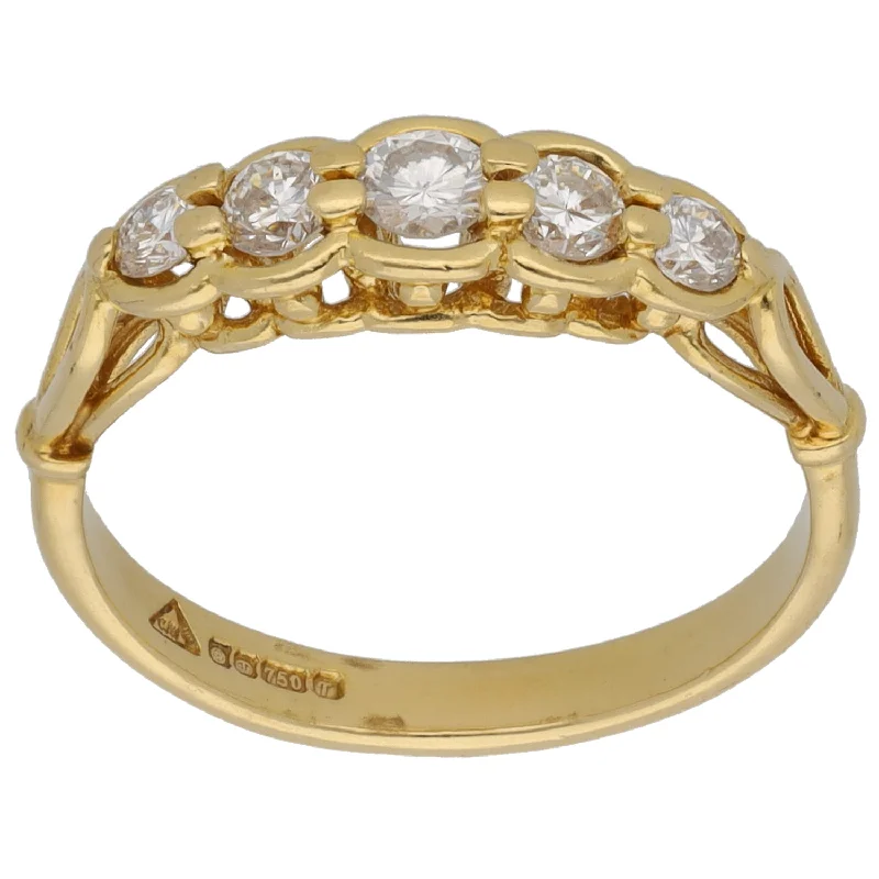 ladies engagement rings channel set design -18ct Gold 0.41ct Diamond Half Eternity Ring Size M