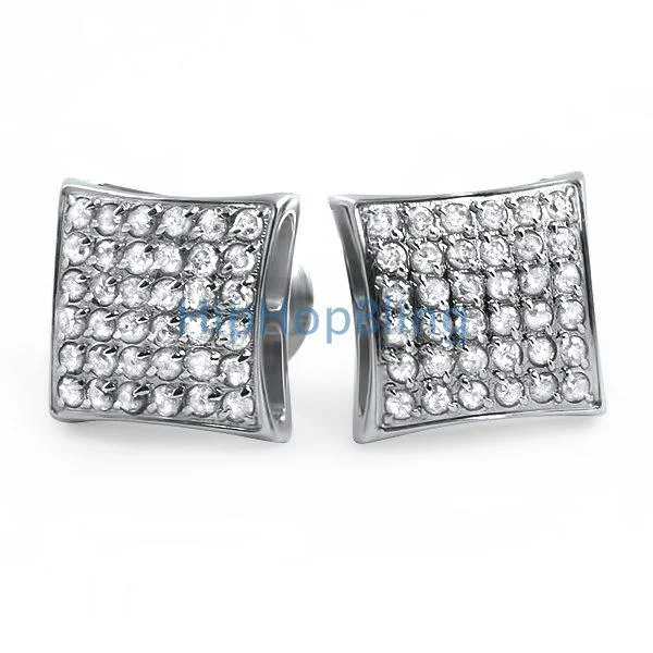 ladies earrings with crystal accents -.72cttw Diamond Kite Earrings in Stainless Steel