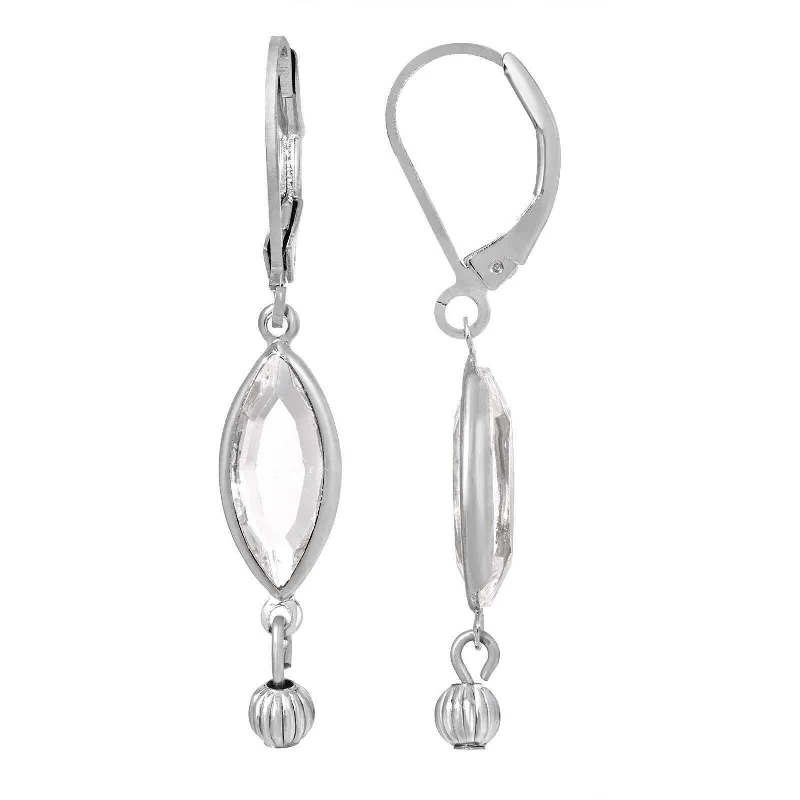 ladies earrings for gifting ideas -1928 Jewelry Euro Clear Crystal Fluted Bead Drop Earrings