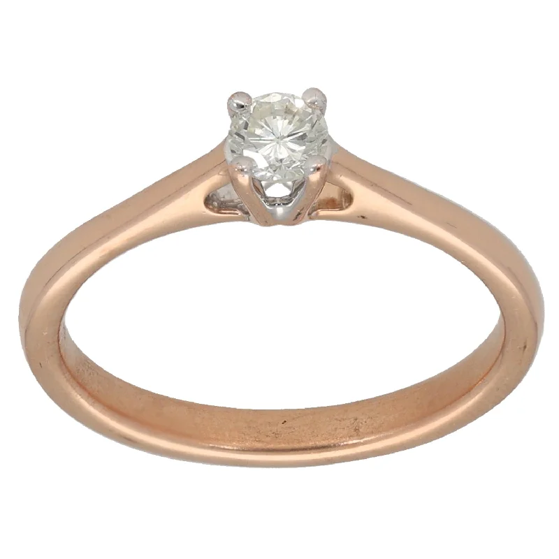 ladies engagement rings with onyx black -18ct Rose Gold 0.15ct Diamond Solitaire Ring Size K