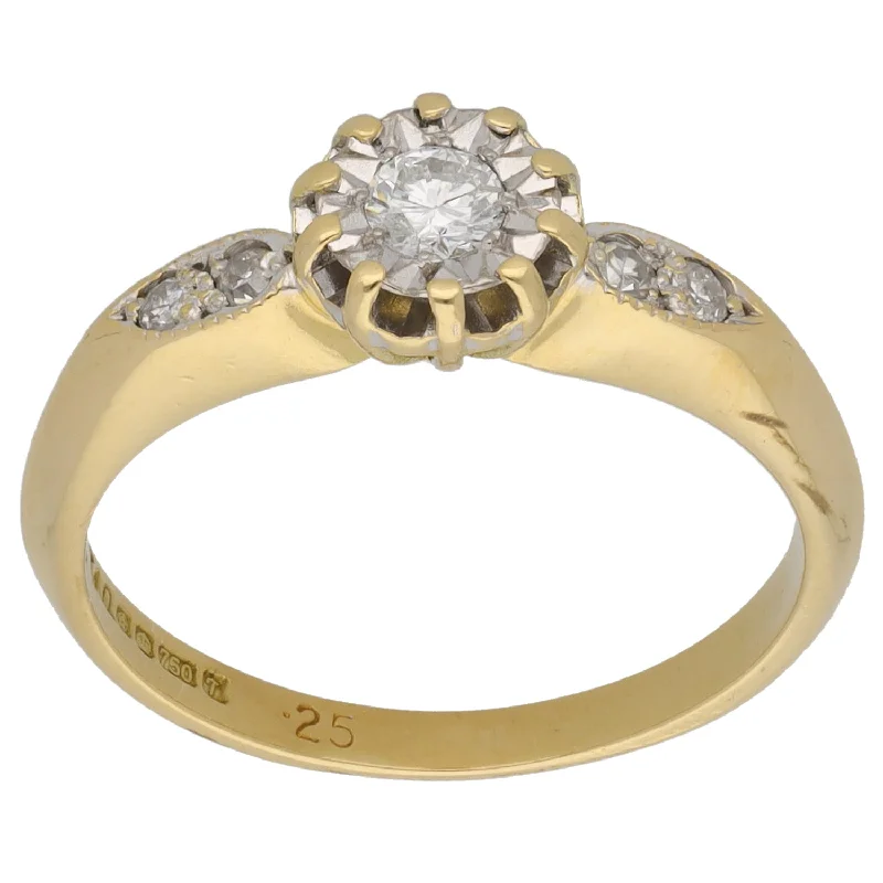 ladies engagement rings under 500 dollars -18ct Gold 0.25ct Diamond Solitaire Ring With Accent Stones Size P