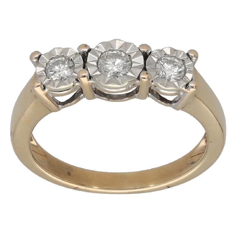 ladies engagement rings heirloom quality -9ct Gold 0.25ct Diamond Trilogy Ring Size M