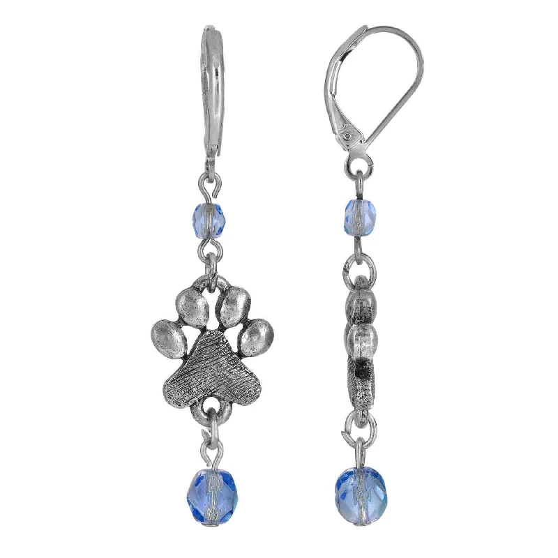 ladies earrings for fashion lovers -1928 Jewelry Paw Prints & Glass Bead Dangling Earrings