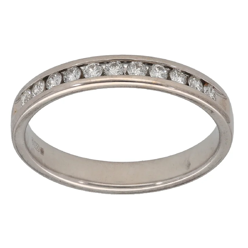 ladies engagement rings with diamond solitaire -18ct White Gold 0.22ct Diamond Half Eternity Ring Size O