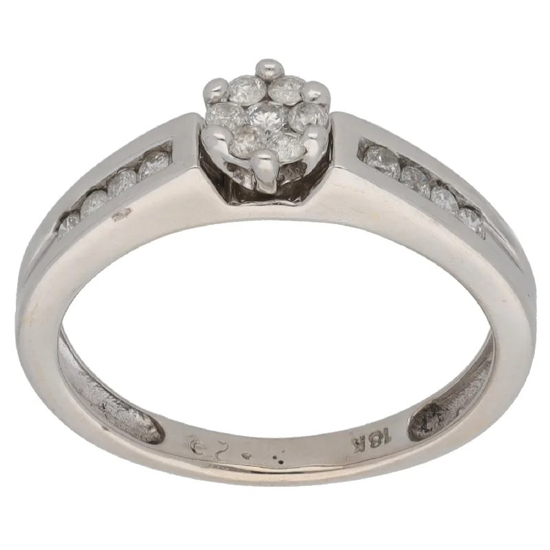 ladies engagement rings with twisted band -18ct White Gold 0.25ct Diamond Dress/Cocktail Ring Size K