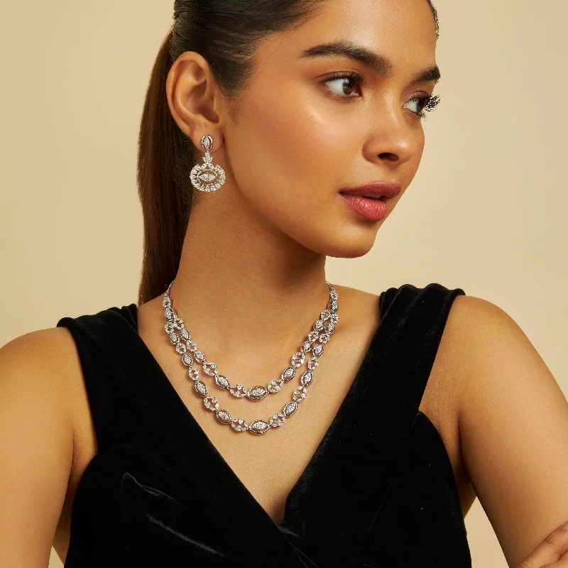 necklaces with white pearls -Zircon Necklace 169701