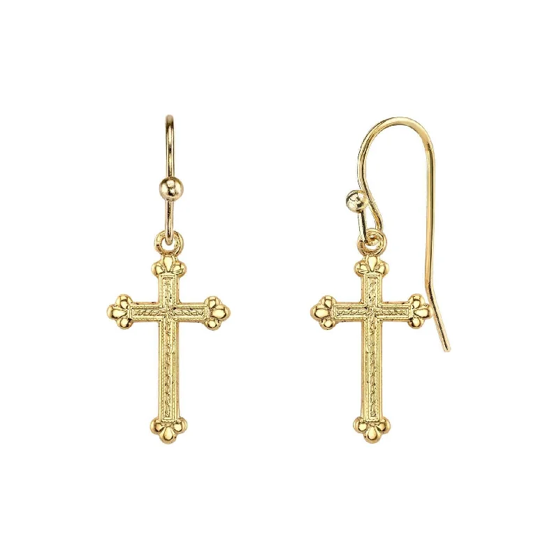 ladies earrings for office style -1928 Jewelry Budded Cross Drop Earrings