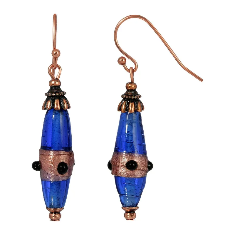 ladies earrings with opal glow -1928 Jewelry Bohemian Sapphire Blue Glass Drop Earrings