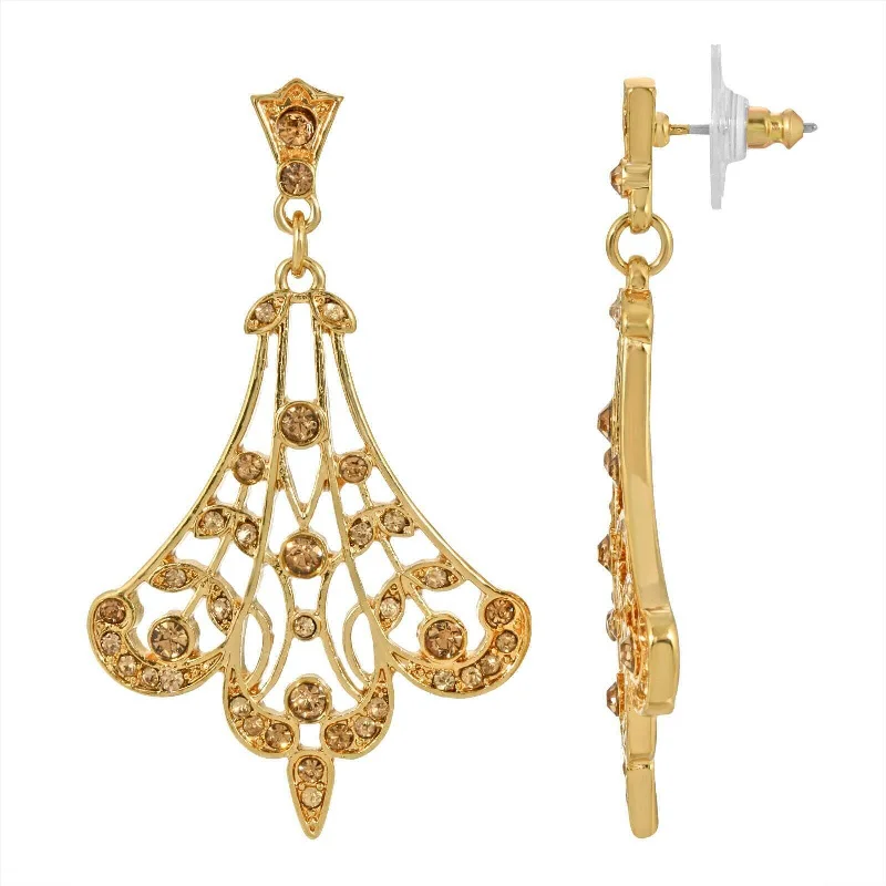 ladies earrings modern sleek -2028 Jewelry Light Colorado Topaz Fan Filigree Drop Earrings