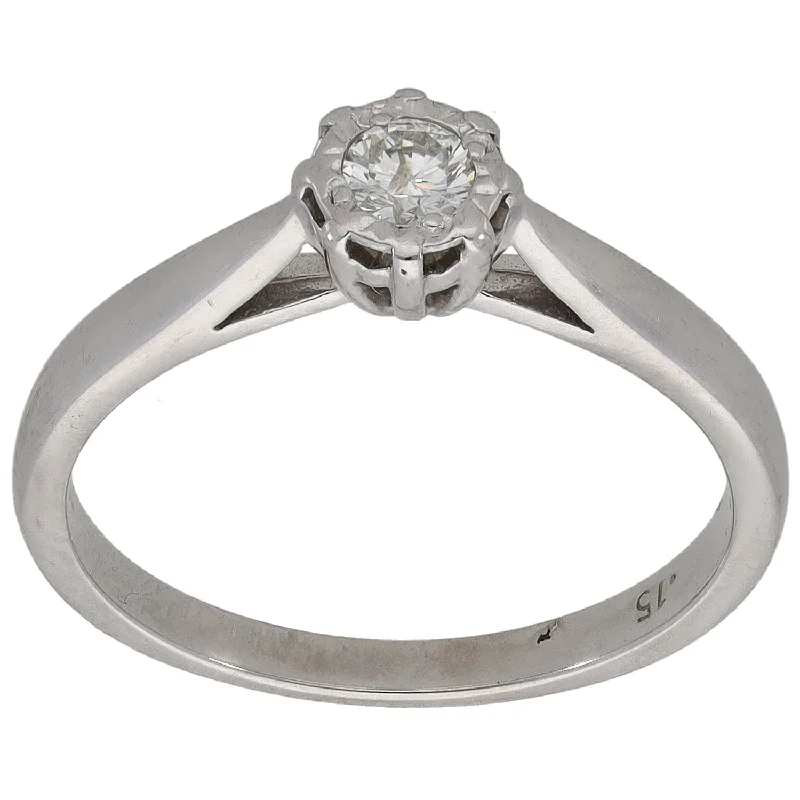 ladies engagement rings affordable price -18ct White Gold 0.15ct Diamond Solitaire Ring Size N