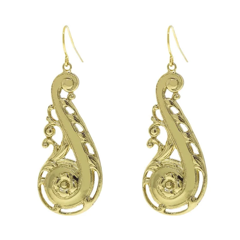 ladies earrings with peridot green -1928 Jewelry Swirly Statement Floral Drop Earrings