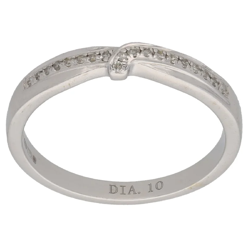 ladies engagement rings eco friendly option -9ct White Gold 0.10ct Diamond Half Eternity Ring Size O