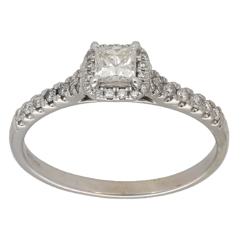 ladies engagement rings vintage charm -9ct White Gold 0.69ct Diamond Dress/Cocktail Size P