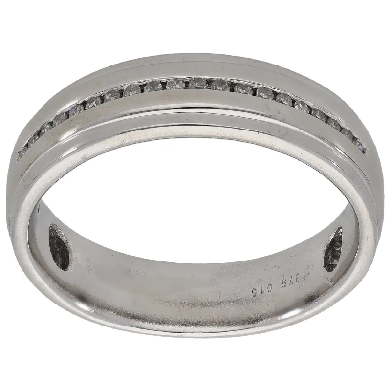 ladies engagement rings two tone metal -9ct White Gold 0.15ct Diamond Half Eternity Ring Size U