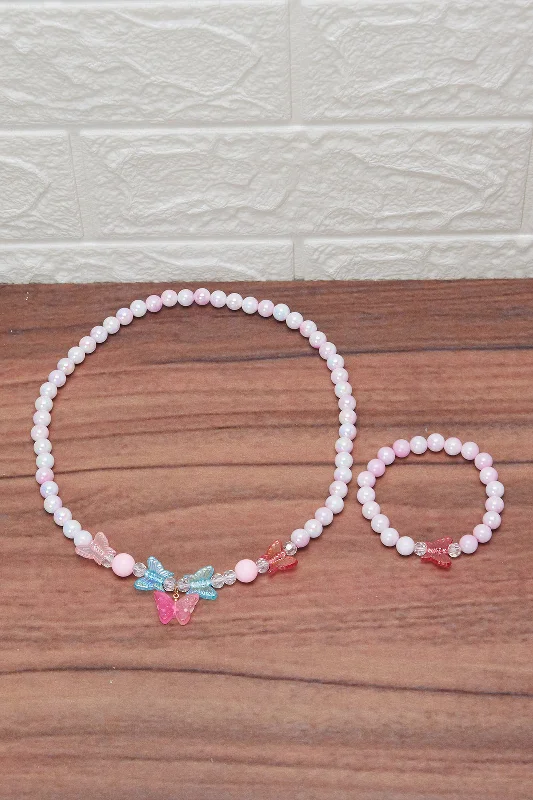 bracelets timeless beauty -Girls Pink Necklace and Bracelet Set (2 Piece)