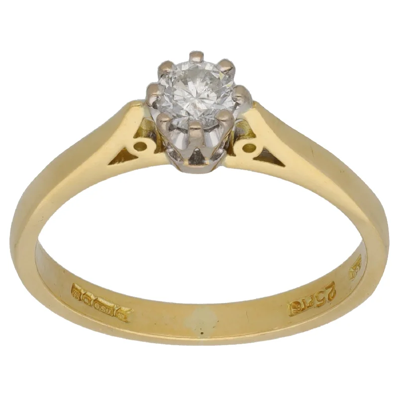 ladies engagement rings lightweight comfort -18ct Gold 0.25ct Diamond Solitaire Ring Size O