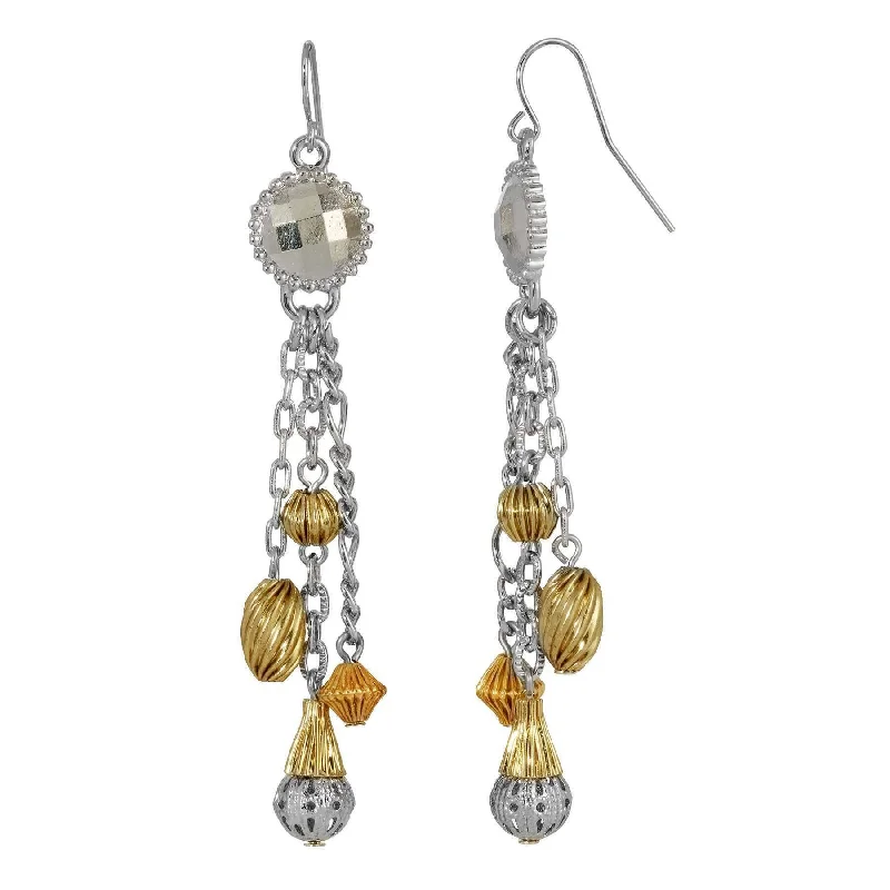 ladies earrings with pearl drops -2028 Jewelry Corrugated Bead Tassel Earrings