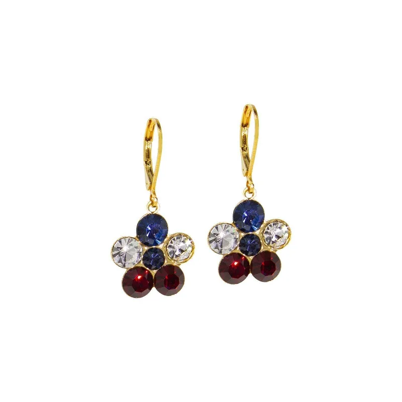 ladies earrings with peridot green -1928 Jewelry Red Clear Blue Flower Drop Earrings