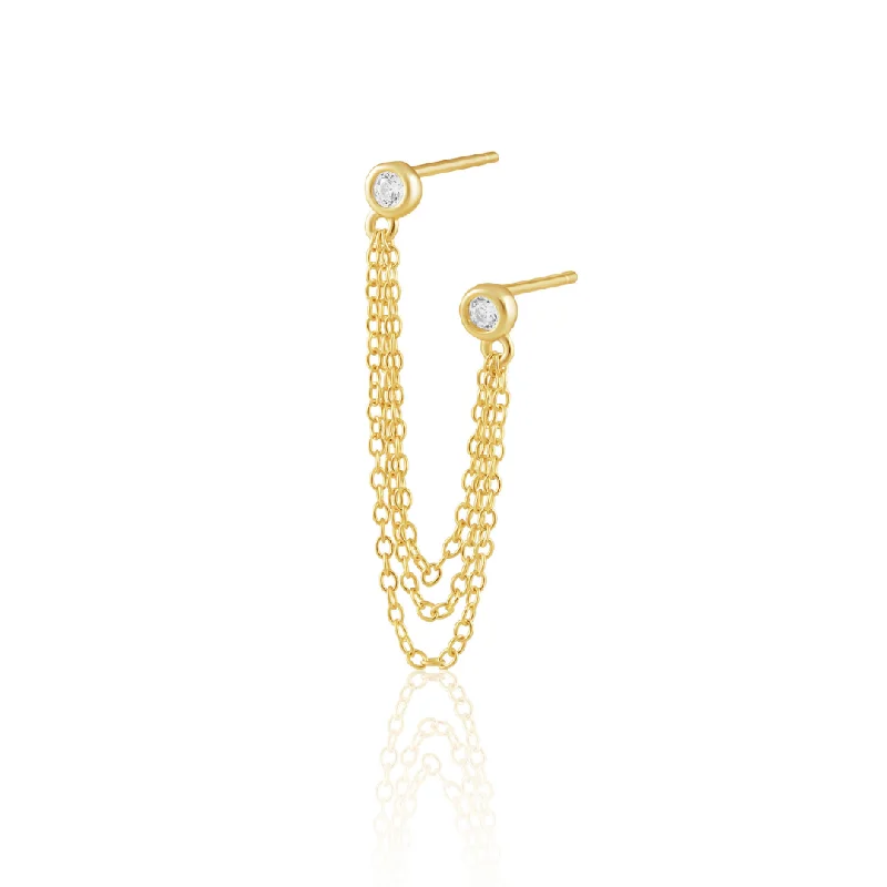 ladies earrings for evening wear -Leticia Double Stud Earring