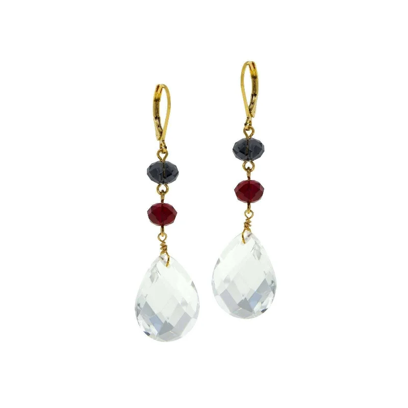 ladies earrings for prom night -1928 Jewelry Patriotic Briolette Crystal Linear Drop Earrings