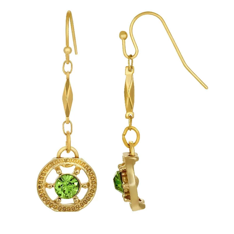 ladies earrings for trendy women -1928 Jewelry Round Ornate Crystal Drop Earrings