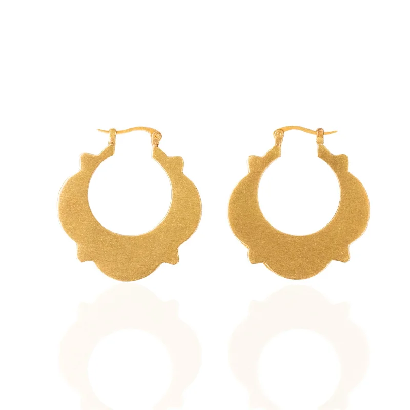 ladies earrings with moonstone -Cora Hoops - Gold