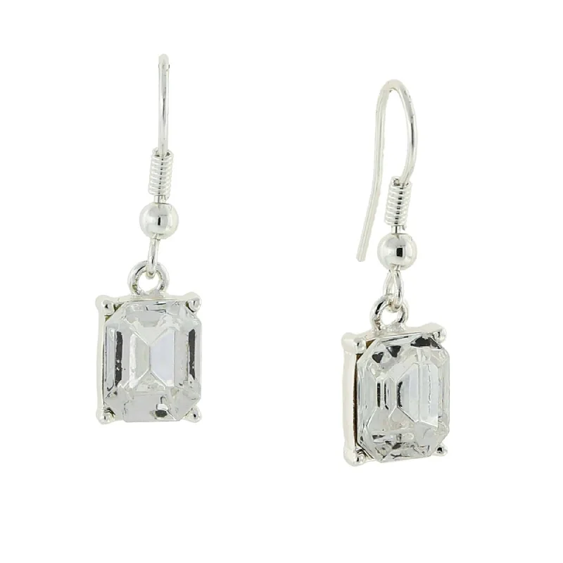 ladies earrings with white pearls -1928 Jewelry Octagon Austrian Crystals Drop Earrings