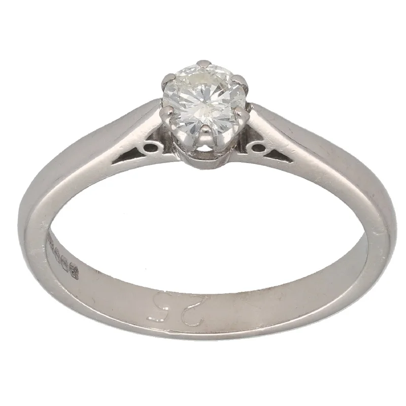 ladies engagement rings art deco flair -18ct White Gold 0.25ct Diamond Solitaire Ring Size L