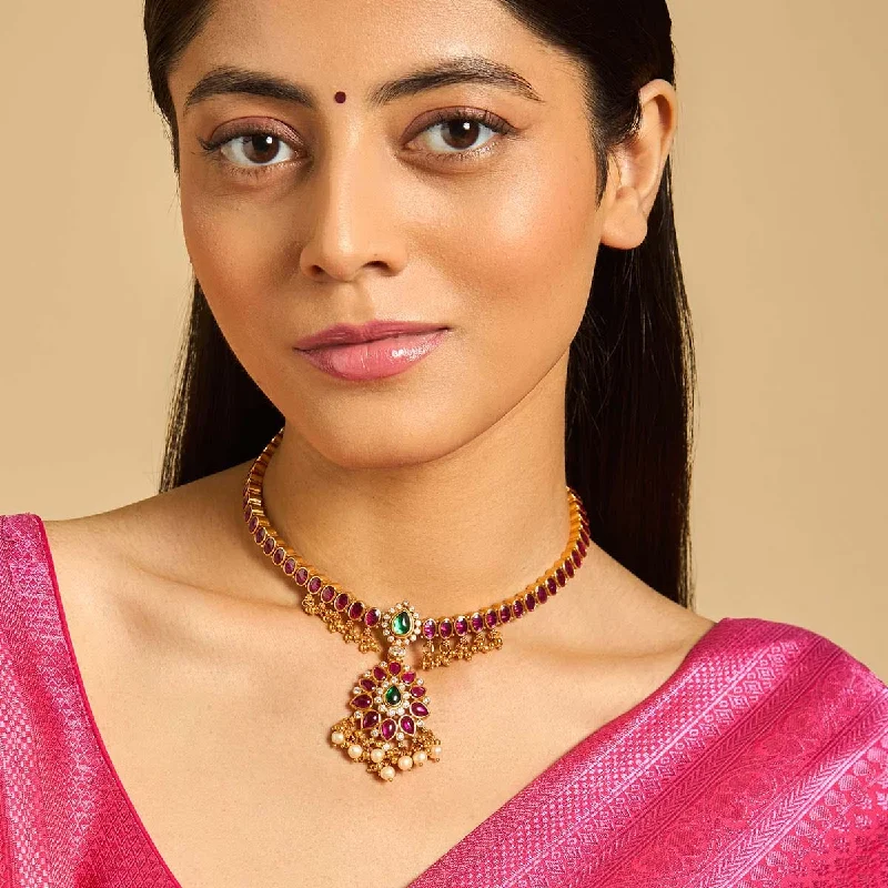 necklaces with gold plating -Silver Temple Necklace 173365