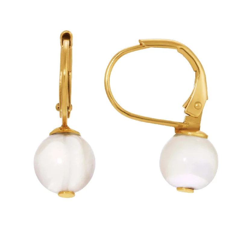 ladies earrings with white pearls -1928 Jewelry Sleek White Round Mother Of Pearl Drop Bead Earrings