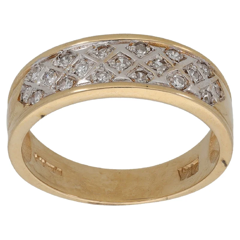 ladies engagement rings art deco flair -9ct Gold 0.19ct Diamond Dress/Cocktail Ring Size P