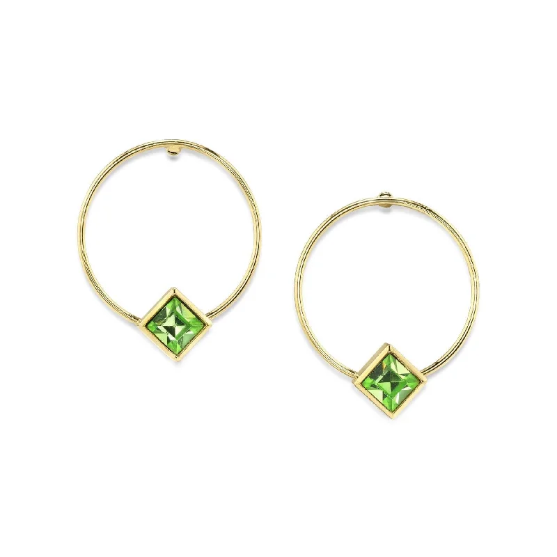 ladies earrings with diamond studs -1928 Jewelry Diamond Shape Crystal Stainless Steel Dainty Round Hoop Post Earrings