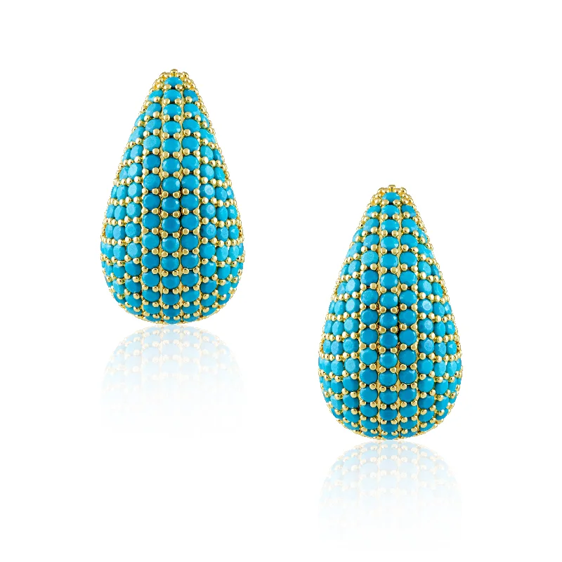 ladies earrings with feather charm -Celine CZ Raindrop Earring Turquoise