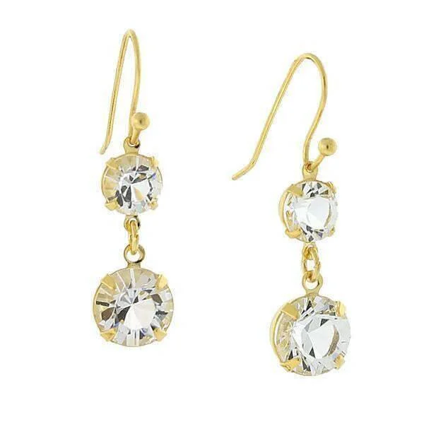 ladies earrings bold statement -1928 Jewelry Genuine Round Multi Austrian Crystal Drop Earrings