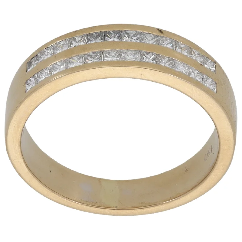 ladies engagement rings emerald cut elegance -18ct Gold 1.20ct Diamond Half Eternity Ring Size O