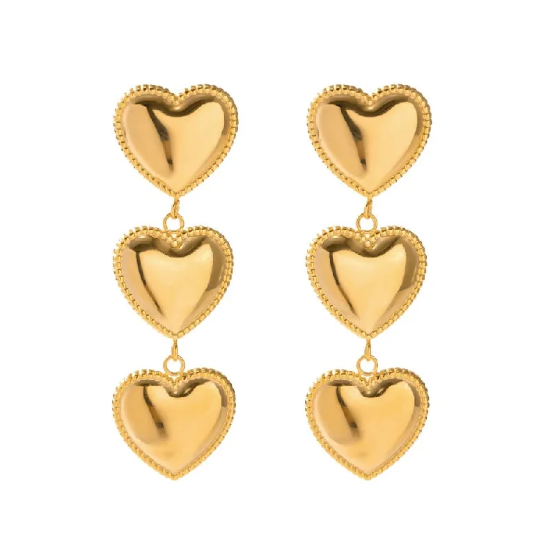 ladies earrings rose gold finish -Frenchie Heart Drop Earring