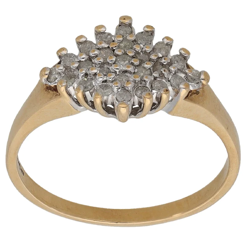 ladies engagement rings lightweight comfort -9ct Gold 0.25ct Diamond Cluster Ring Size P