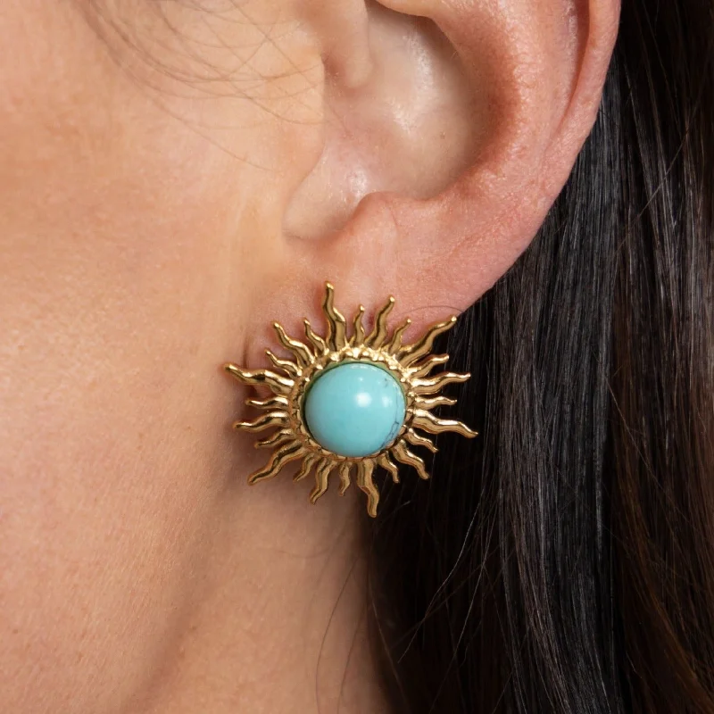 ladies earrings for bold fashion -Turquoise Solstice Earring